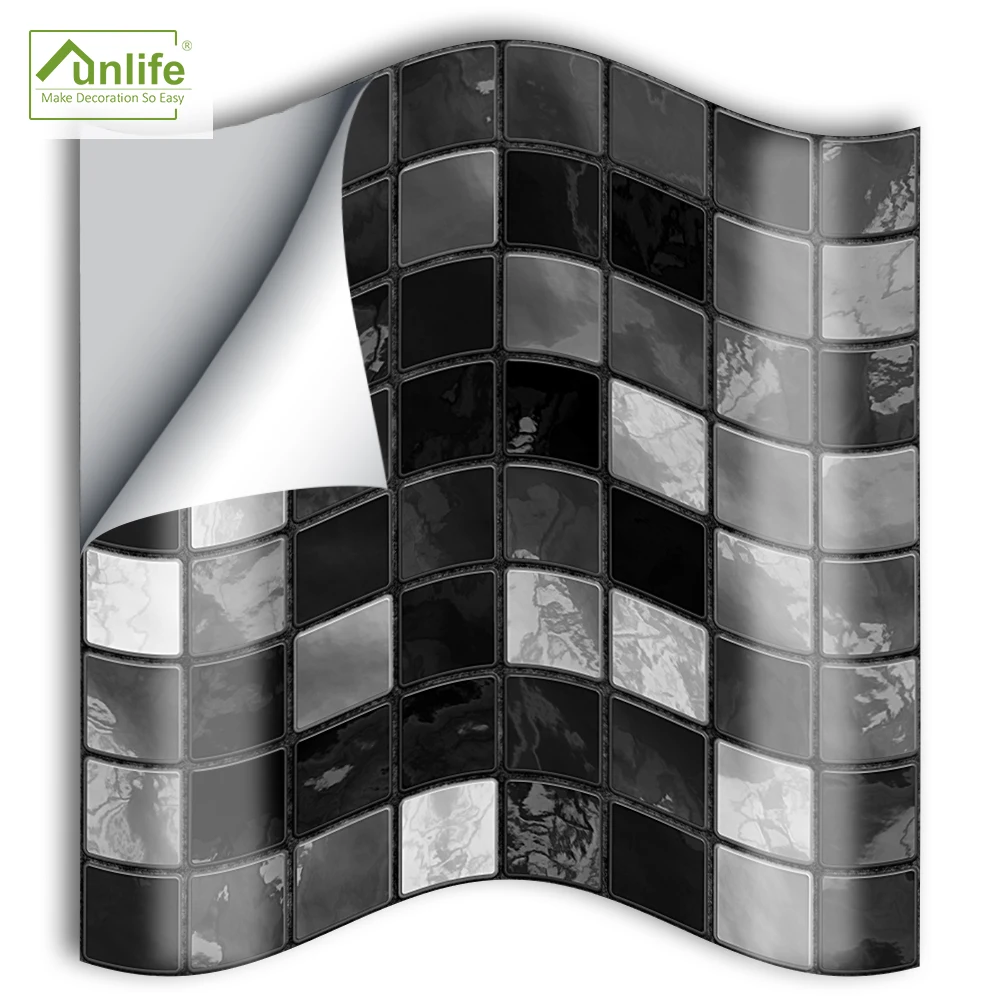 Funlife® Black Mozaika, Sienos Lipdukas Dekoratyvinis Lipnios Lengvai valoma 
