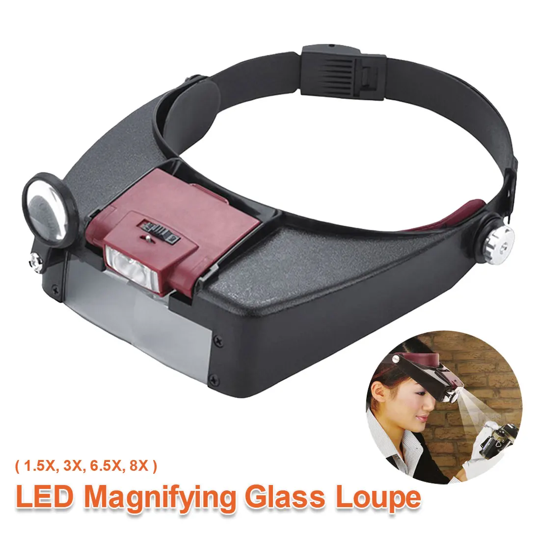 LED Galvos montuojamas Žiūrėti Išlaikymo Padidinimo Stiklai Skaityti Optivisor Didinamojo Stiklo Loupes Papuošalų, Laikrodžių Taisymo Įrankis