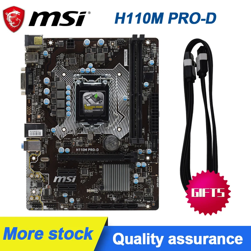 MSI H110M PRO-D pagrindinėse plokštėse LGA 1151/DDR4 Intel H110 palaiko 6/7 Darbalaukio Plokštės SATA III Originalus Naudojami plokštė