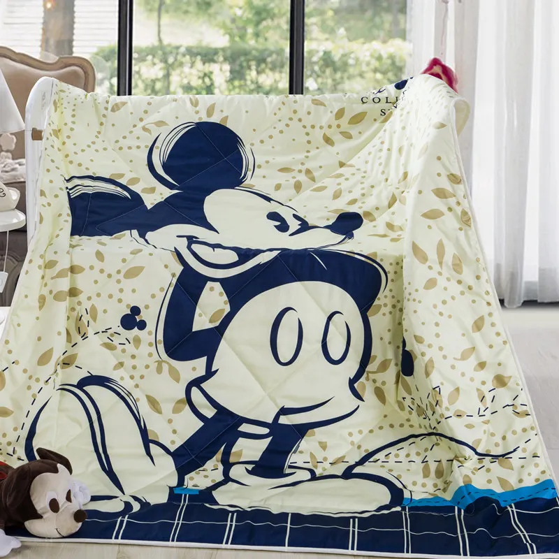 Disney Mickey Mouse Vasaros Antklodė medvilnės audinio galima skalbti dygsniuotas mesti jaukus antklodė minkšta lova, sofa-automobilių 3d patalynė vaikams
