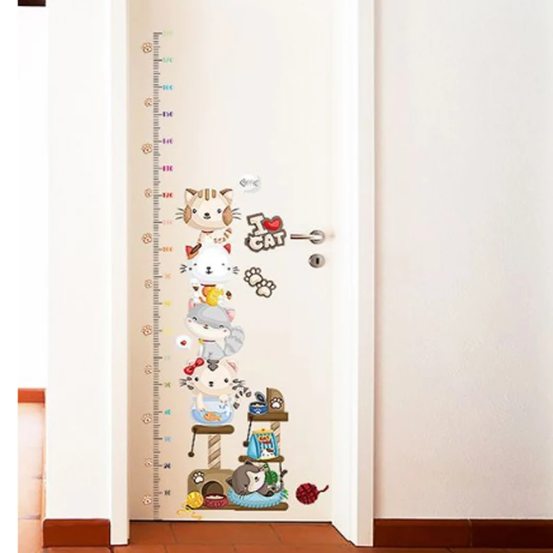 180 * 65cm animacinių filmų vaikams, aukštis Sienų lipdukai didelis gražių kačių durų lipdukai vaikams aukščio matavimo lipdukai vaikams kambariai namų de