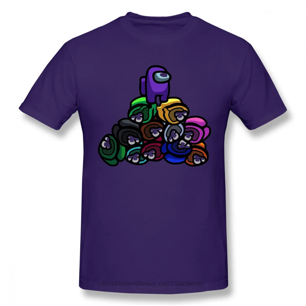 Vyrai Tarp MŪSŲ Online Multiplayer Socialinės Atskaitą Žaidimas Black T-Shirt Violetinė Yra Impostor Šifono Grynos Medvilnės Tees Harajuku