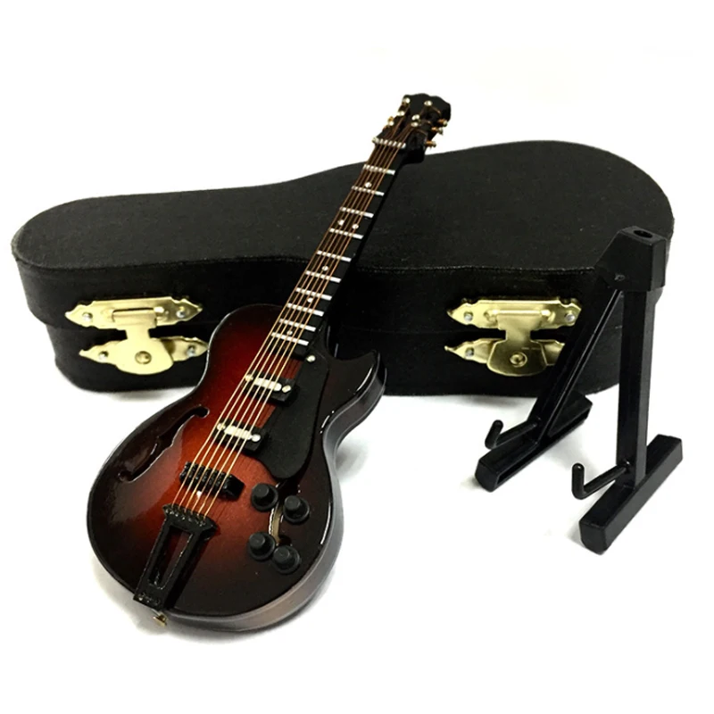 Mini elektrine Gitara Miniatiūriniai Guitarra Modelis su Byla Stovėti Popurlar Stygos Priemonės Dizaino Dovanų