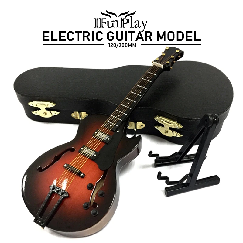 Mini elektrine Gitara Miniatiūriniai Guitarra Modelis su Byla Stovėti Popurlar Stygos Priemonės Dizaino Dovanų