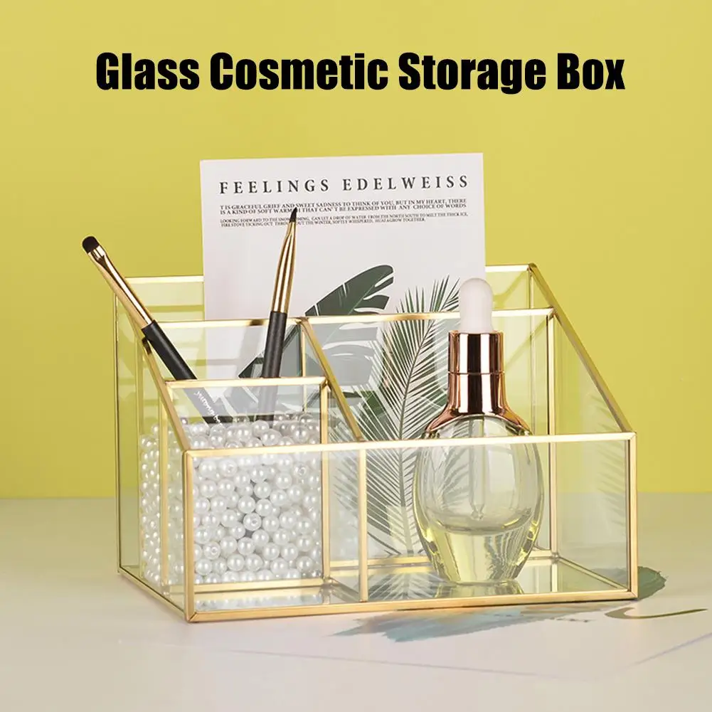 Stiklo Kosmetikos Laikymo Dėžutė Šiaurės Kosmetikos, Papuošalų Laikymo Dėžutė Stalčių Organizatorius Darbalaukio Tualetinis Staliukas
