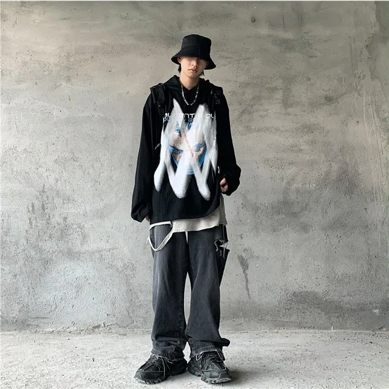 Kietas Korėjos Hoodie Streetwear Japonų Hip-Hop Palaidinukė Vyrų Mados Viršūnes Atsitiktinis Juokinga Rudenį Harajuku Roko Hoodies Vyras