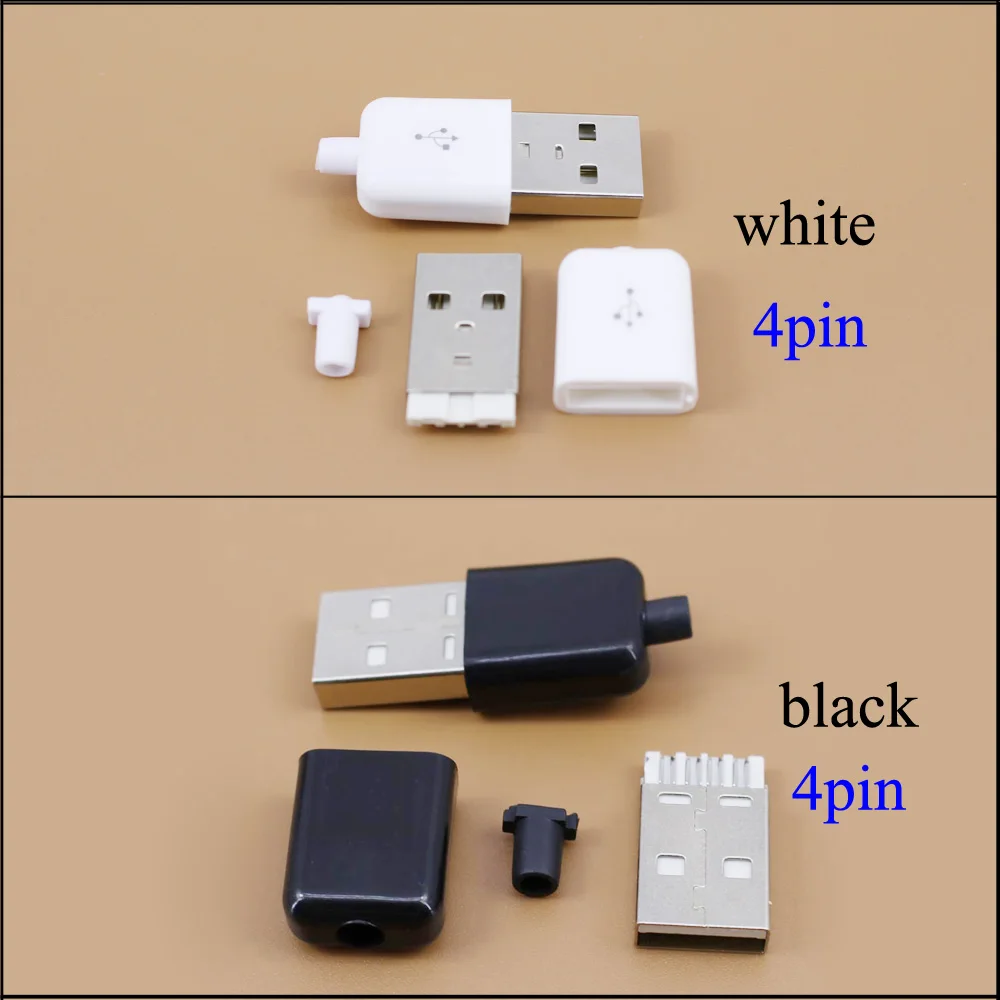 YuXi Balta /juoda Micro USB 4Pin Male Plug Jungtis Suvirinimo Duomenų OTG Eilutės Sąsaja 