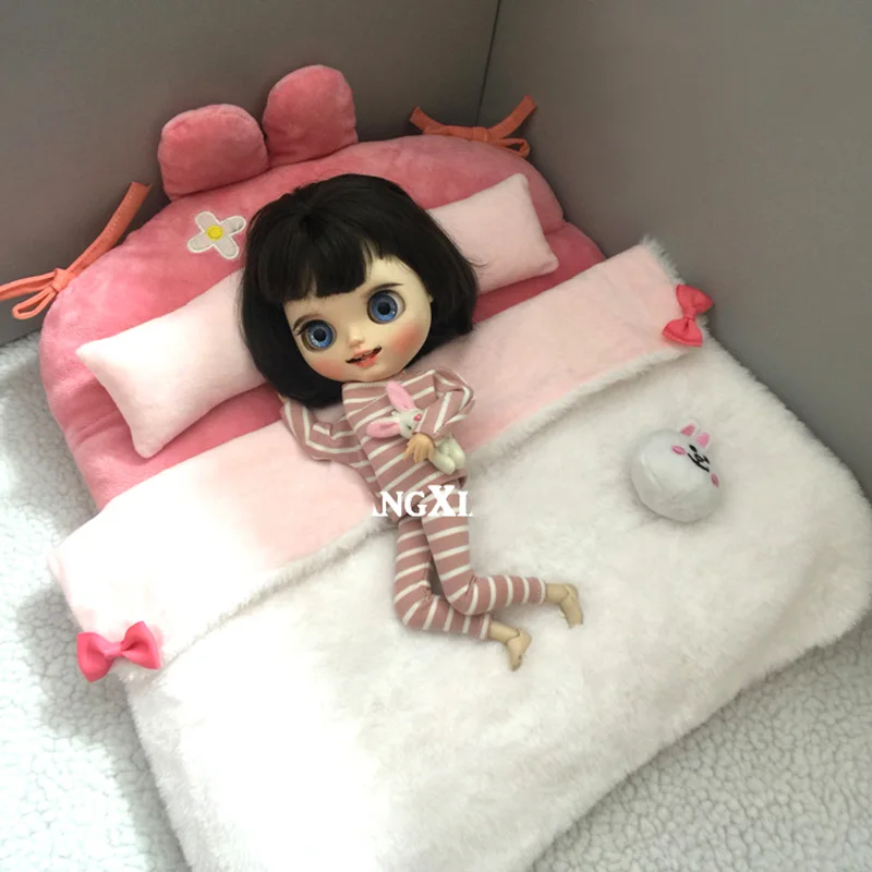 1 set Mielas Blyth Lėlės Lova pagalvės Miniatiūriniai Lėlių namelio Baldai Lėlės Priedai Princesė lova blyth kurhn 1/6 lėlės