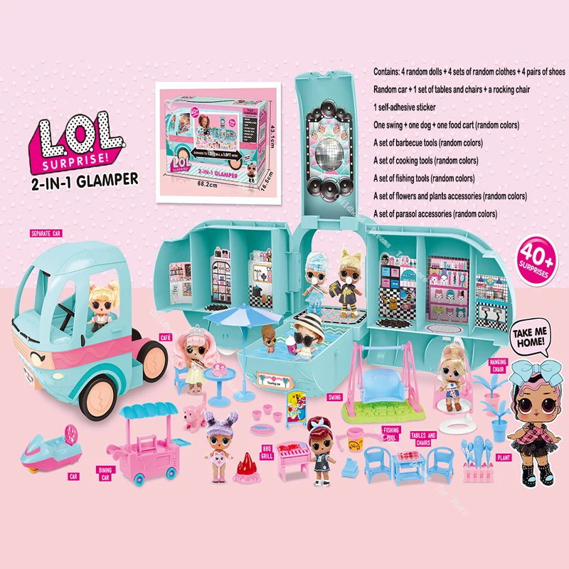 Originalus LOL Staigmena Lėlės Žaislas 2-in-1 GLAMPER Žaislai, Mergaičių Lols OMG Lėlės Seserys 
