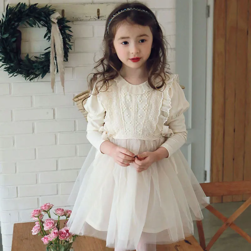 Elegantiškas Mergaitės Vestuves Princesė Suknelė Atsitiktinis Vaikams Drabužių Nėrinių ilgomis Rankovėmis Suknelė Vaikų Vestidos 2-11T CL494