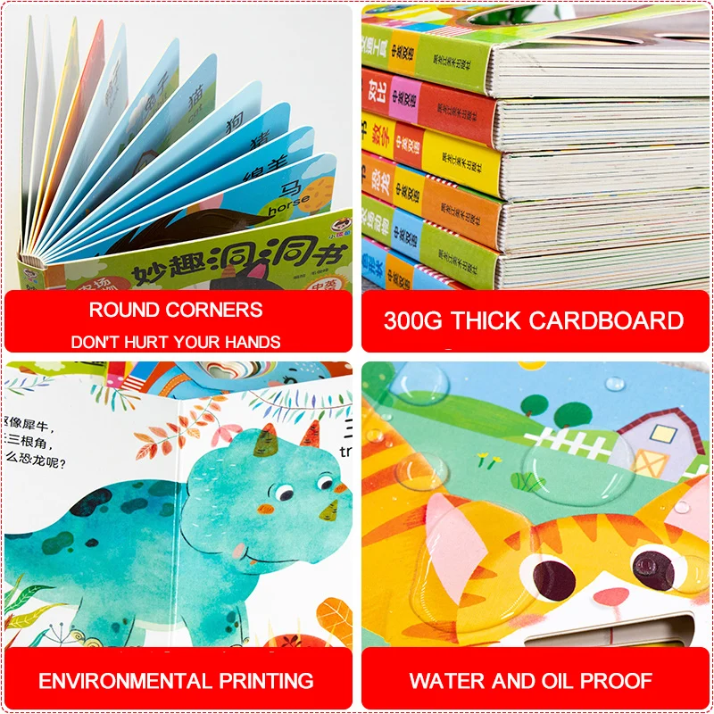 6 knygas/set Vaikams, Kūdikių Kinų Ir anglų kalba, Dvikalbio Nušvitimą Paveikslėlių Knygą 3D trimatis knygų Vaikams Skaityti Knygos
