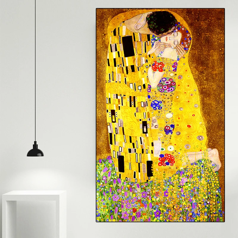 Klasikinis Menininko Gustavo Klimto Bučinys Abstrakčiai Naftos Tapyba ant Drobės Spausdinti Plakato Modernios Sienos Meno Cuadros Nuotraukas, Namų Dekoro