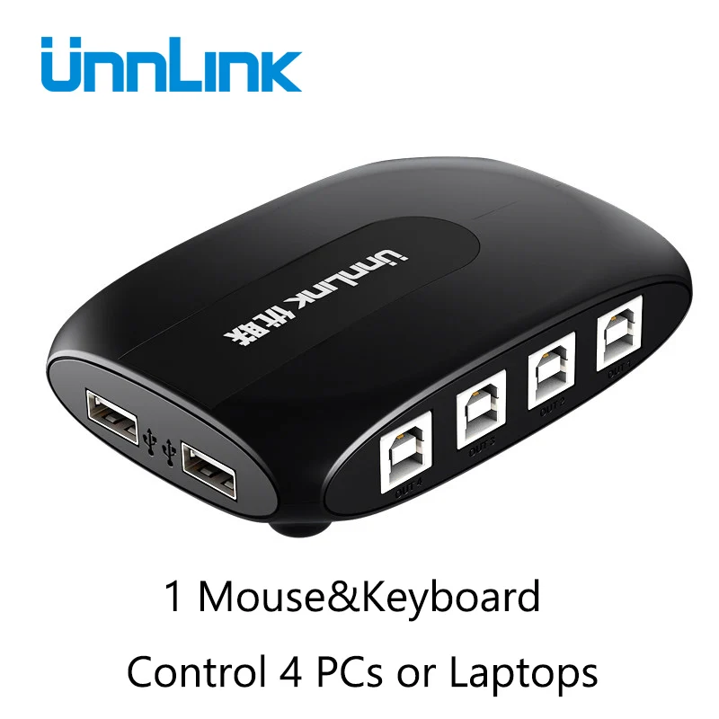 Unnlink USB 4 Port Sinchroninio Valdiklis USB KM Karšto pagrindinis Jungiklis 1 Rinkinys Klaviatūra, Pele Kontrolė 4 Vnt./kompiuteris/Nešiojamieji kompiuteriai/Stalai