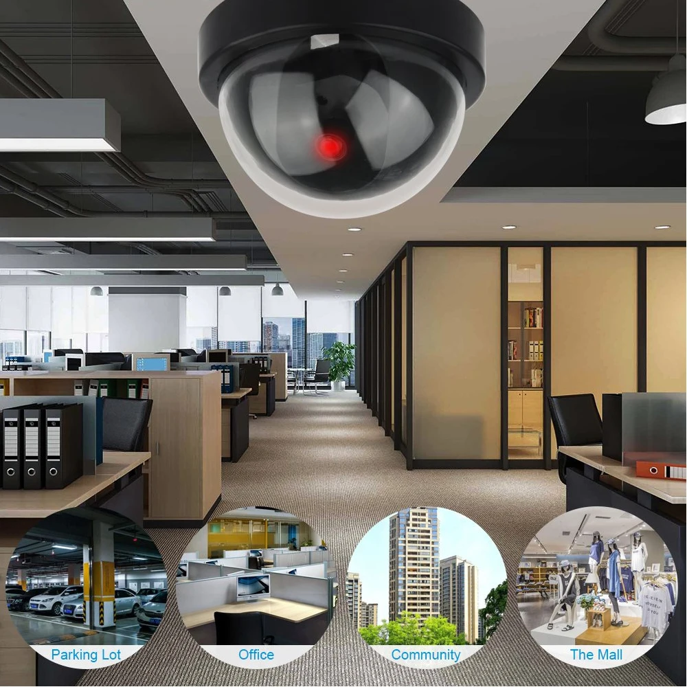 2 VNT. Aukštos Kokybės Mini Dome Kamerų Manekeno CCTV Kameros Flash Mirksi LED Vaizdo Stebėjimo Home Office Saugos Kamera