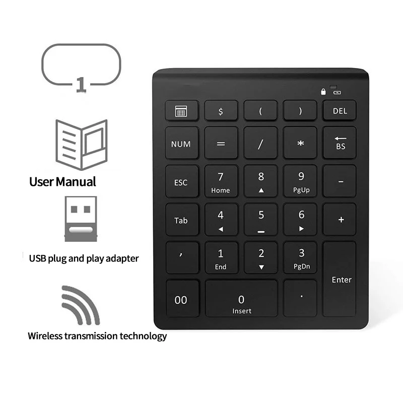 Želė Šukos 2.4 G Bevielio Mini Skaitmeninę Klaviatūrą, USB Numeris Skaičių Klaviatūrą Nešiojamas KOMPIUTERIS Notebook Pad Pelė Desktop