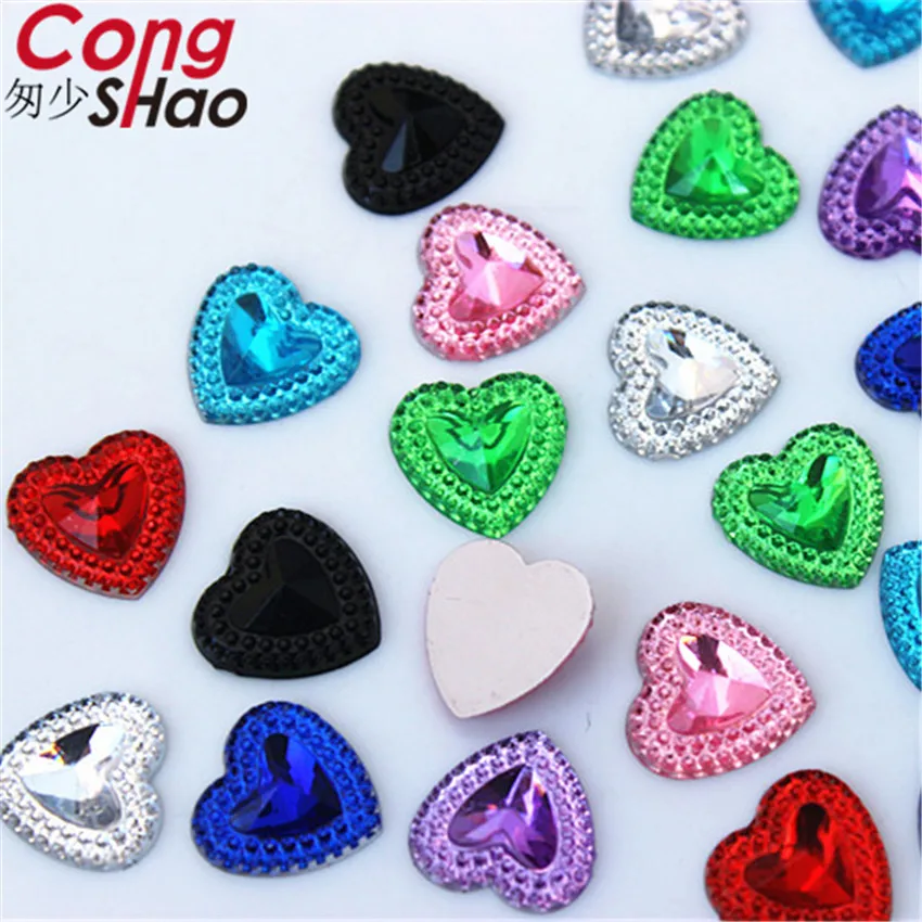 Cong Shao 300pcs 12mm Flatback Širdies Formos Akrilo kalnų krištolas akmenys ir kristalai vestuvių 