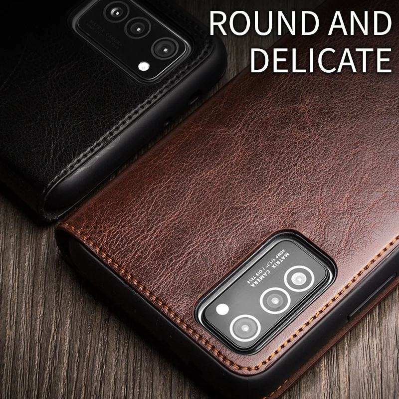 QIALINO Prabangos natūralios Odos Telefono Dangtelis Huawei Honor V30 Pro Plono Flip dėklas su Kortelės Lizdas Krepšys Garbę V30