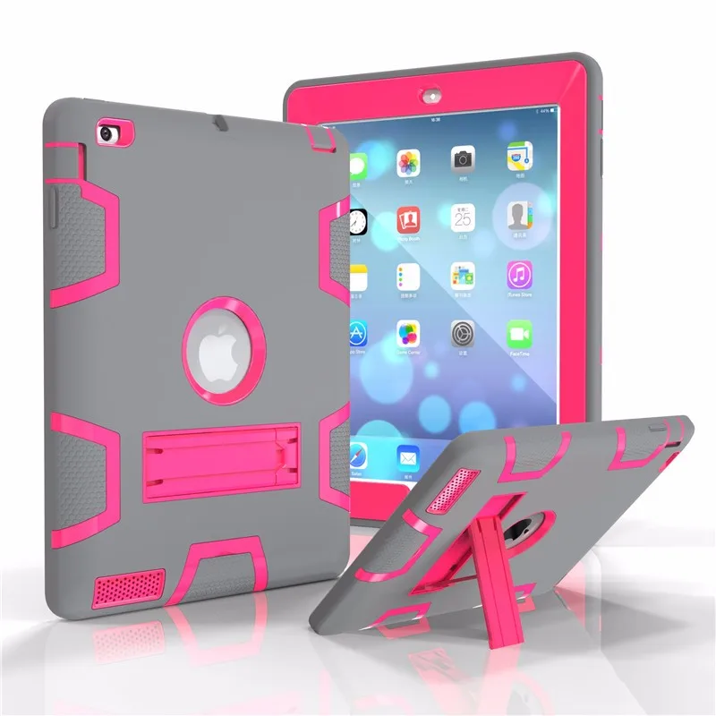 Vaikai Saugus, atsparus smūgiams Sunkiųjų Tablet Case Cover For iPad 2, iPad 3, iPad 4 Sunku Stovėti Apsauginį kiautą, iPad 2/3/4 9.7