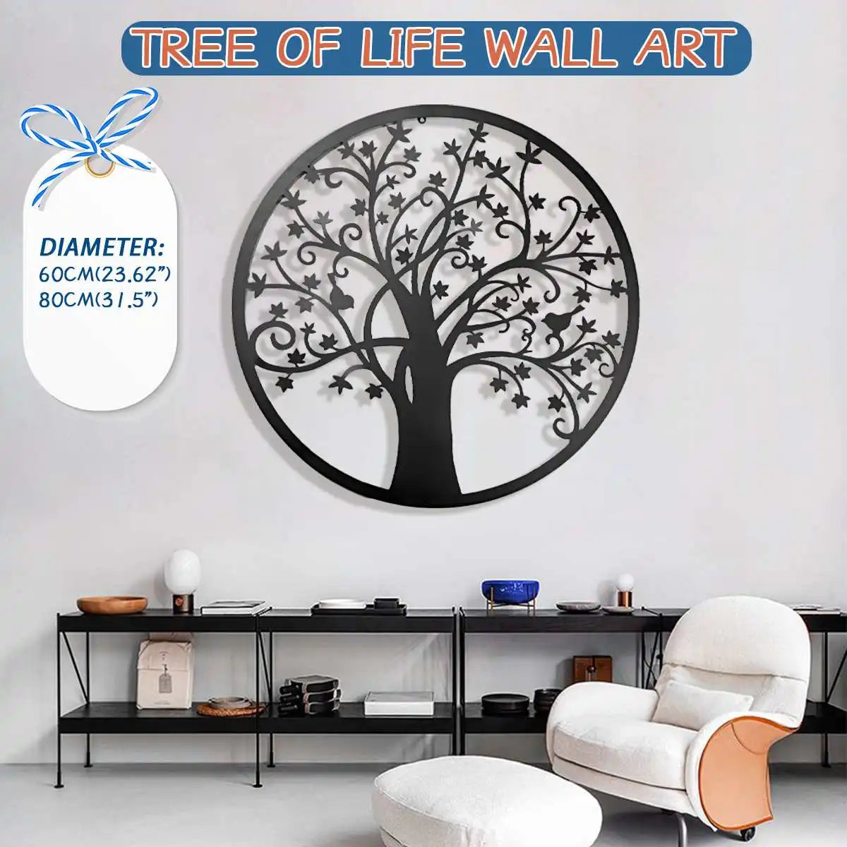 3D Turas Sienos Kabo Dekoracijos Skersmuo 60cm/80cm Gyvybės Medžio, Geležies Meno Namuose Kabo Ornamentas, Geležis, Medis Sienų Apdaila