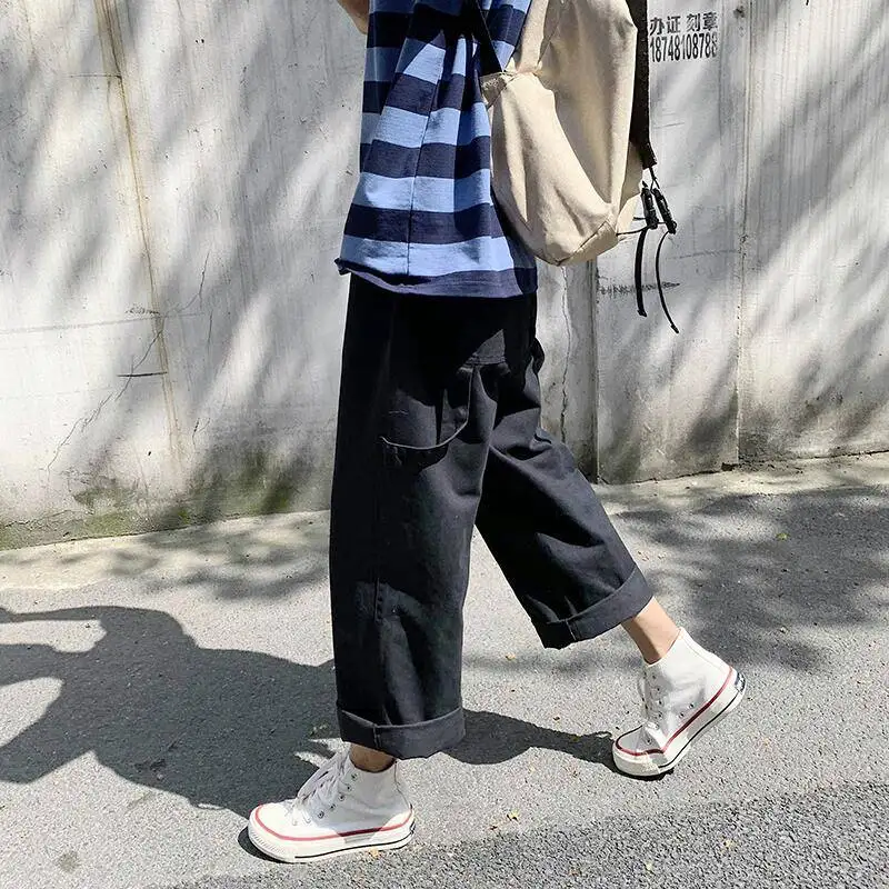 Kietas, Rudens Korėjos Versija Mens Kelnės Harajuku Atsitiktinis Šalutinis Kišenės Jaunimo Laisvas Vyras High Street Vasaros Kelnės Cargo Kelnės
