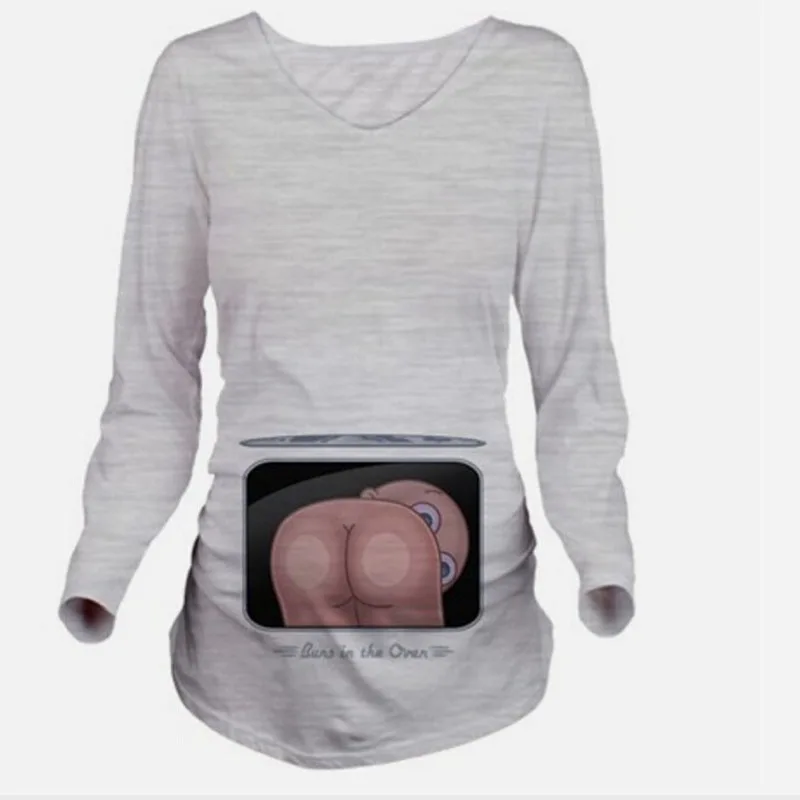 Kūdikių užpakalis 3D Spausdinimo Juokinga Motinystės nėščia T marškinėliai Moterims 2020 Atsitiktinis Medvilnės ilgomis rankovėmis Motinystės Nėštumo slaugos Drabužiai