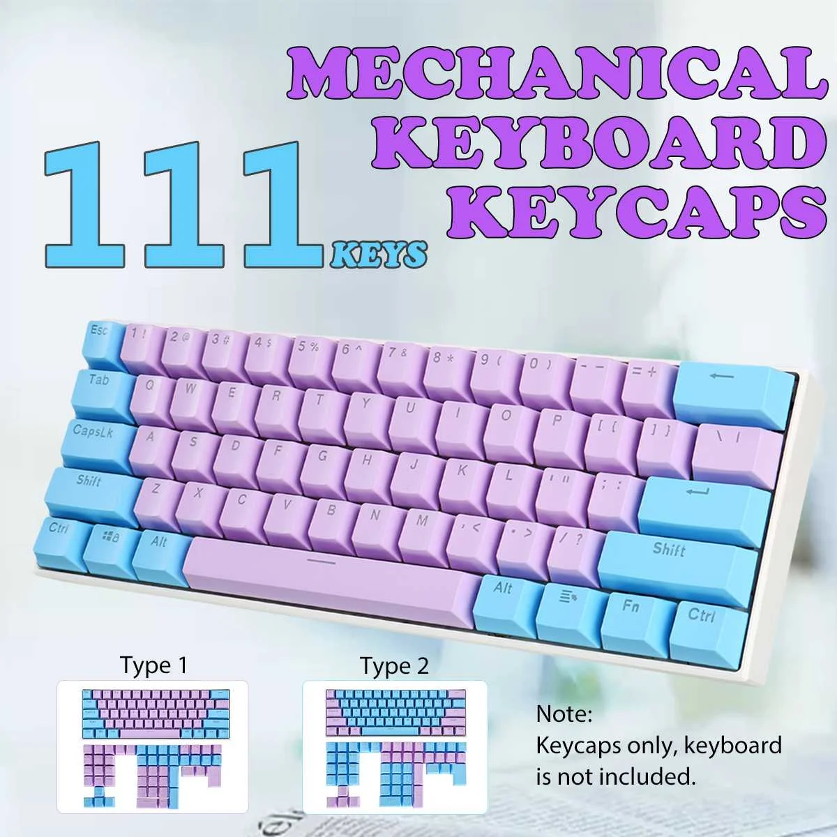 NAUJAS 111Keys ABS Apšvietimu Skaidrus Keycap Universalus Stulpelio Ikbc Cherry MX Annie Mechaninė Klaviatūra, Rožinė / Mėlyna