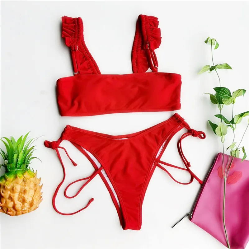 Be-X Seksualus susiėmę swimsuit moterys Raudona vidurio juosmens bikini komplektas String maudymosi kostiumėliai moterims 2020 Bandeau biquini maudymosi kostiumą Plaukimo kostiumas