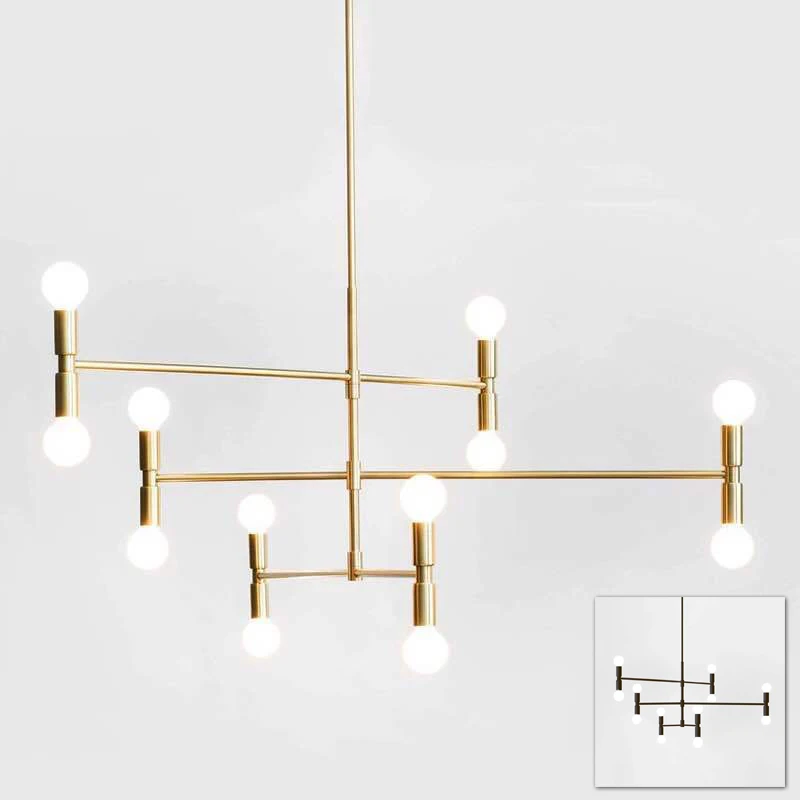 Moderni linija bronzos aukso pasukti pakabukas šviesos lempos reguliuojamas mikrofonas lubų kabo lempa, šviesos, gyvenimo kambarys fojė