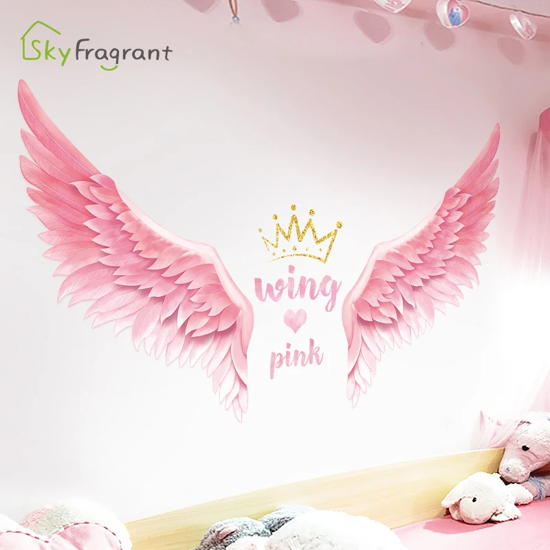 Kūrybos angelas sparnų sienų lipdukai ins miegamasis lipdukas kambarį sienų dekoras mergina kambarys dekoro lipni namų dekoro