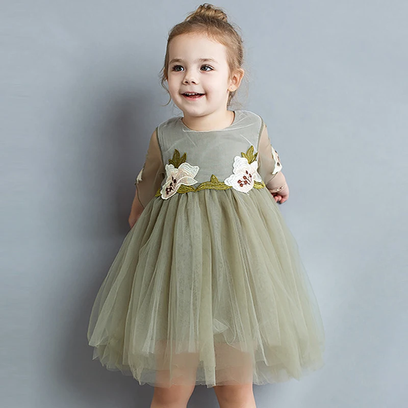 Baby Girl Suknelės 2019 Išsiuvinėti Gėlių Fėja Akių Princesė pavasario mergaitė, paplūdimio gėlių suknelės ilgomis rankovėmis vaikų drabužiai