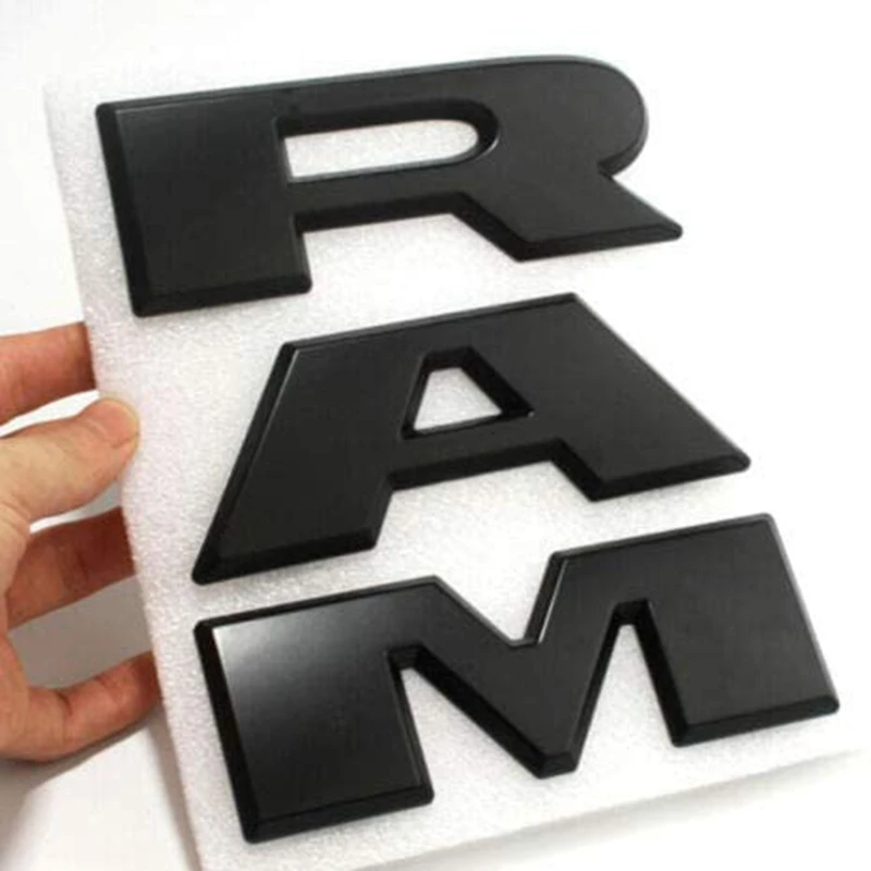 3D RAM Laiškai 2019 Ram 1500 Priekinės Grotelės Emblema Matinė Juoda ABS Lentele