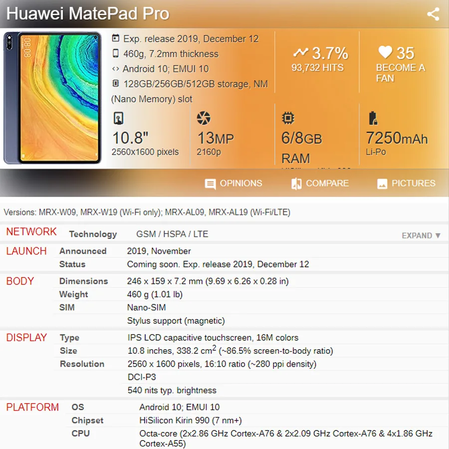 Elnias Magnetinio Smart Flip Dangtelis, Huawei MatePad Pro 10.8 Atveju Oda MRX-W09/AL09/W19 10.8 colių Tablet atveju +filmas