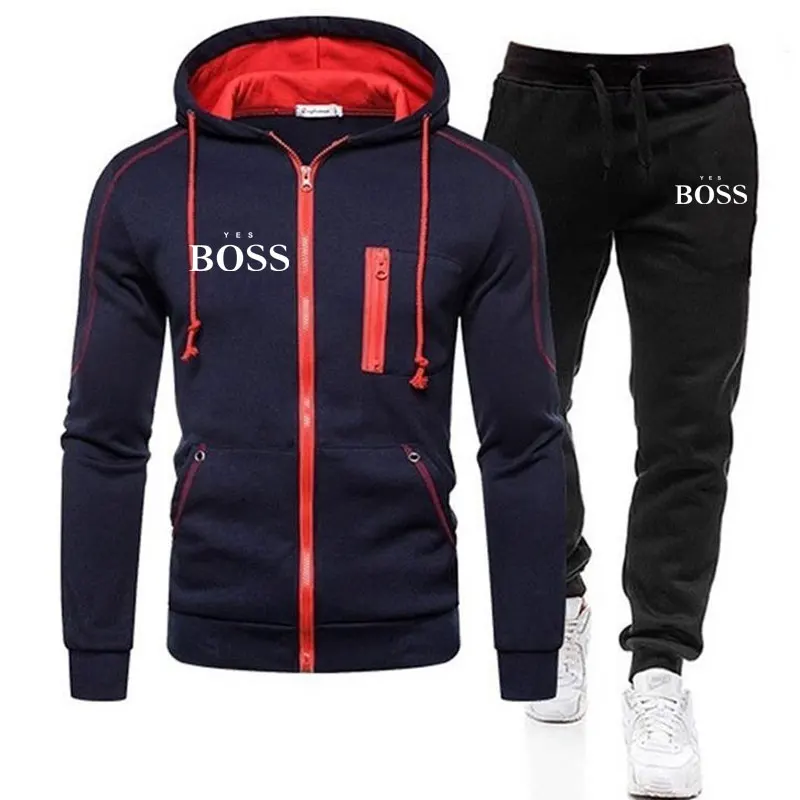 Taip Boss naujas sporto prekės vyrų kostiumo užtrauktuką hoodie atsitiktinis sportinę rudenį ir žiemą šilta, plius Paltai, vyriški drabužiai