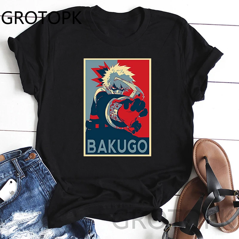 Mano Herojus Akademinės Bendruomenės Bakugo Plakatas T-Shirt Viršūnes Rudens Pavasario Derliaus Trumpomis Rankovėmis Moterims Marškinėlius Tees Tumblr