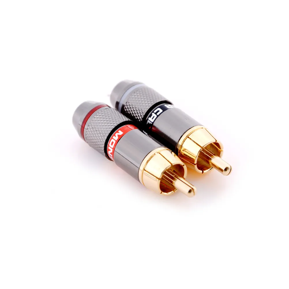 4pcs/daug Aukštos kokybės paauksuoti RCA jungtis, RCA male plug paramos 6mm laidas didmeninės