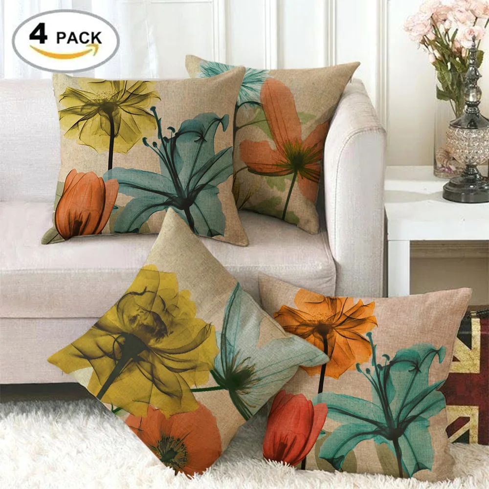 Sofa-dekoratyvinis užvalkalas augalų serijos pagalvės užvalkalą kambarį dekoratyvinės gėlės, vaisių spausdinti lino pillowcase450x450mm