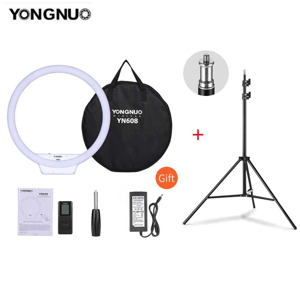 YONGNUO YN608 3200K~5500K Bi-Color Ringlight LED Šviesos, Vaizdo, Šviesos, Fotografijos Žibintuvėlis Studija Kameros apšvietimas