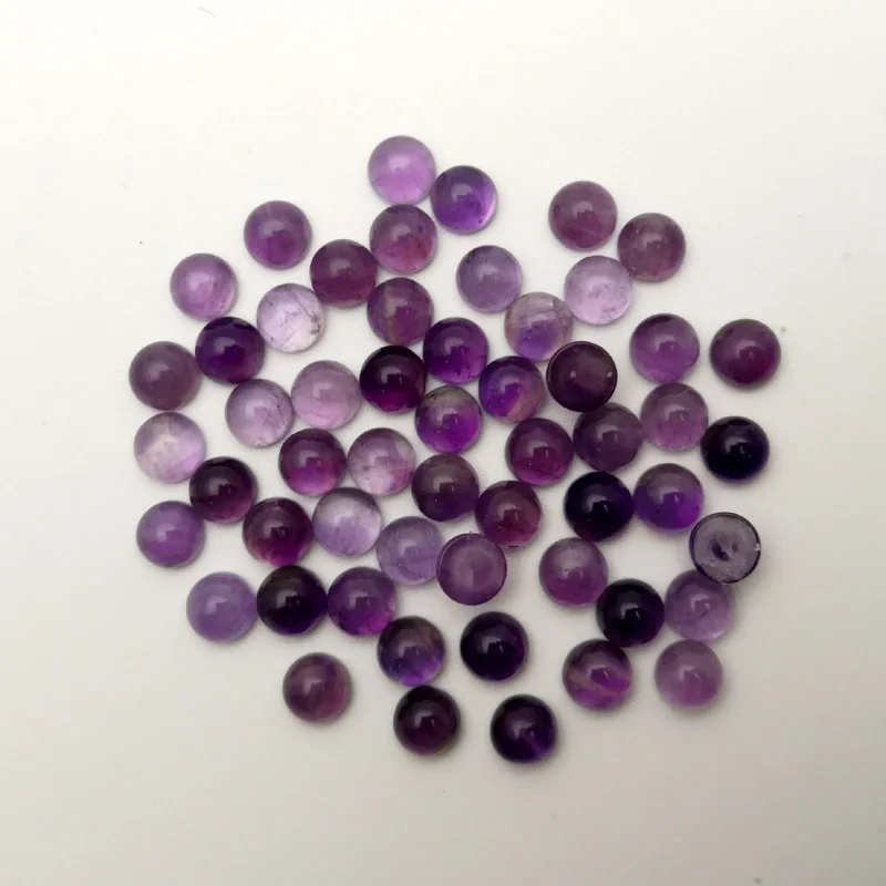 Mados gamtos violetinė crystal akmens karoliukai žavesio 8mm amethysts turas cabochon nr. skylę papuošalai, Aksesuarai, didmeninė 50pcs