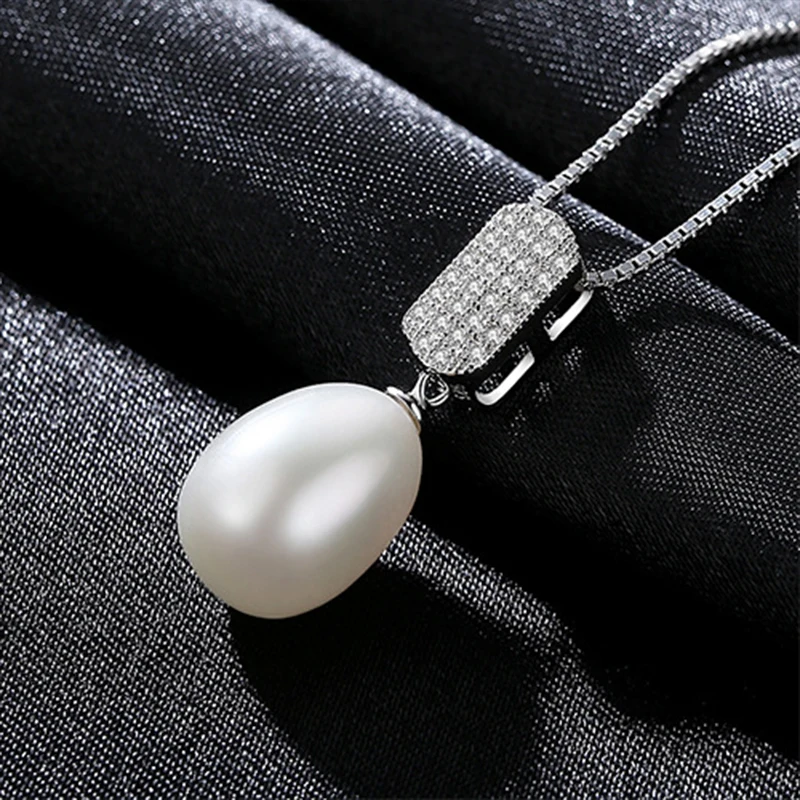 Pearl Karoliai natūralių gėlavandenių perlų karoliai Pakabukas kaklo papuošalai 925 sterlingas sidabro moterų Perlas Vestuvių Papuošalai