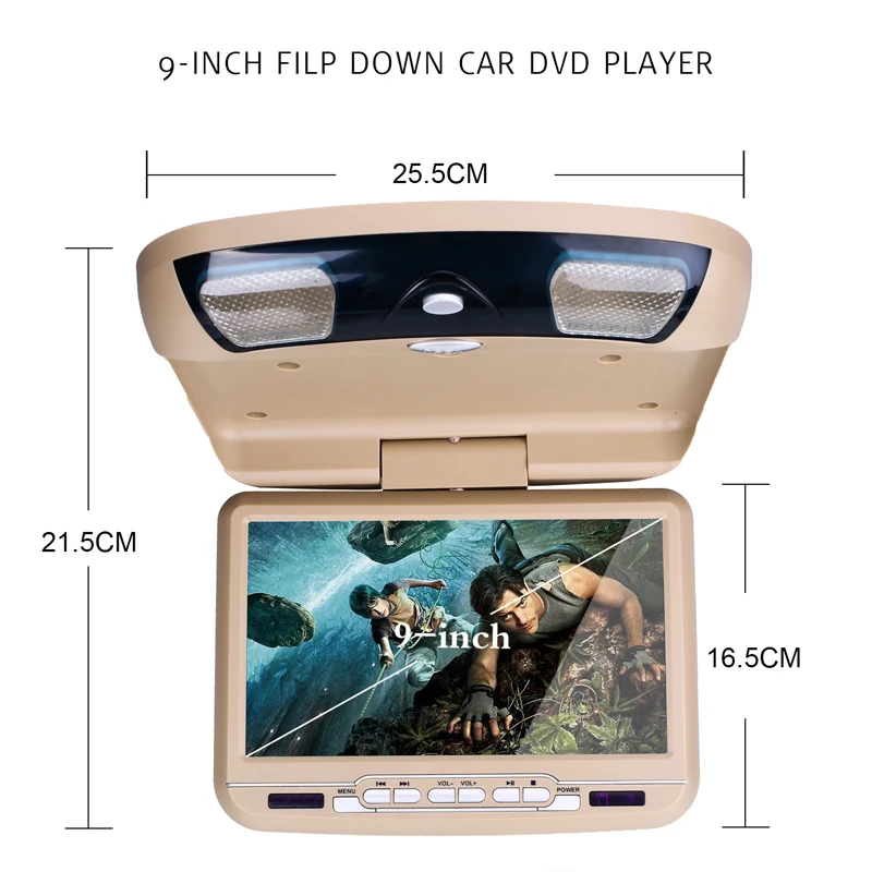 Cemicen 9 colių Automobilinis Stogo Mount Apversti Žemyn Monitorius LED Skaitmeninis Ekranas DVD Grotuvas IR FM Siųstuvas USB SD MP5 palaiko 32 Bitų Žaidimas