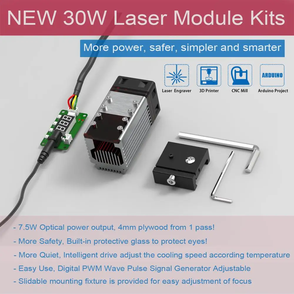 30W/40W Lazerio Modulis Rinkinys Lazerio Galvutė 450 nm TTL Modulis NEJE Laser Cutting machine Medienos Pjovimo Įrankis