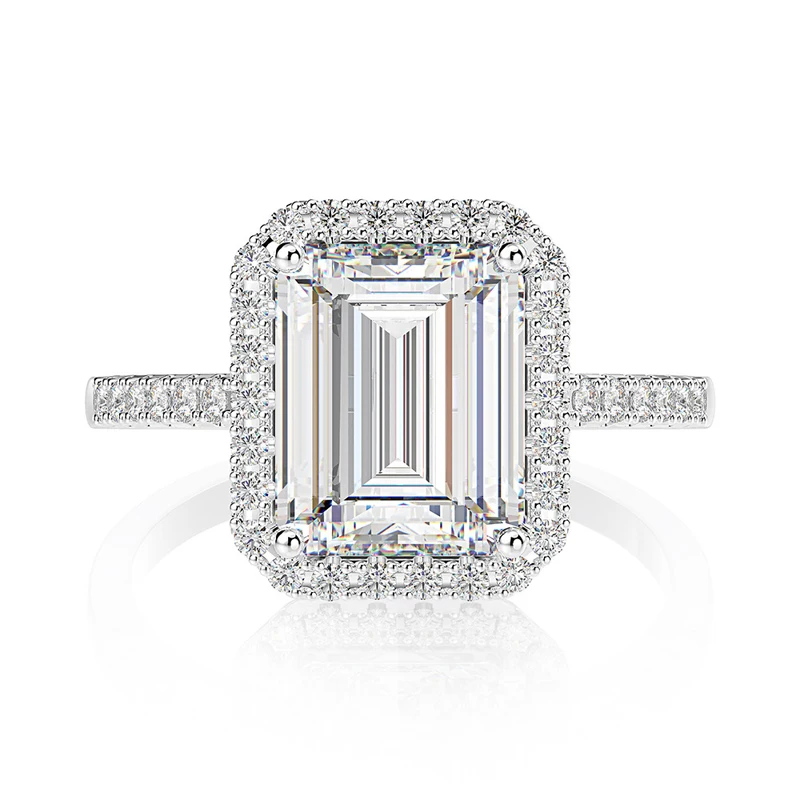 OEVAS Putojantis 6 karatų didelis anglies Diamond vestuvių žiedai moterims 925 Sterlingas sidabro Dalyvavimo šalies papuošalai Bague femme
