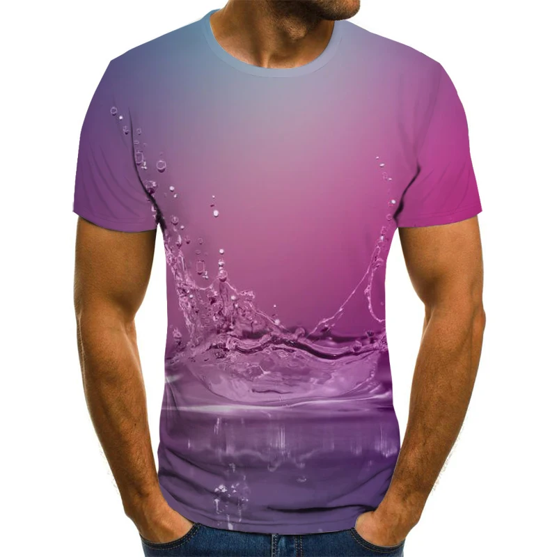 Juokinga 3D vandens lašas print T-shirt 2020 naujas mados gatvės stiliaus marškinėliai vyriški drabužiai Harajuku gatvės drabužiai, marškinėliai vyriški