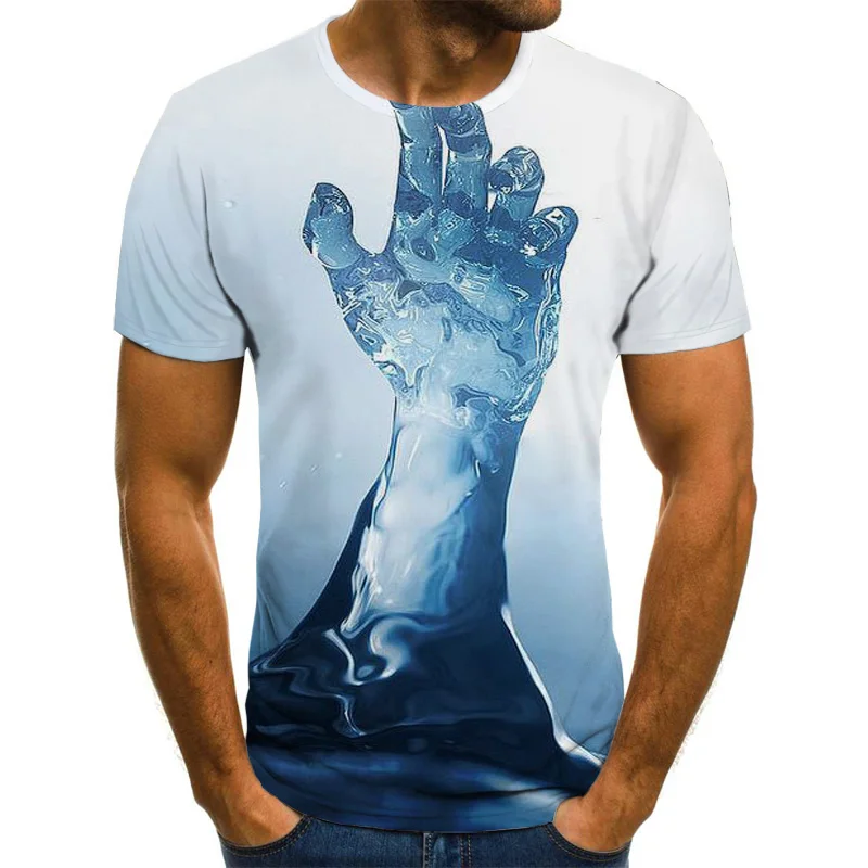 Juokinga 3D vandens lašas print T-shirt 2020 naujas mados gatvės stiliaus marškinėliai vyriški drabužiai Harajuku gatvės drabužiai, marškinėliai vyriški