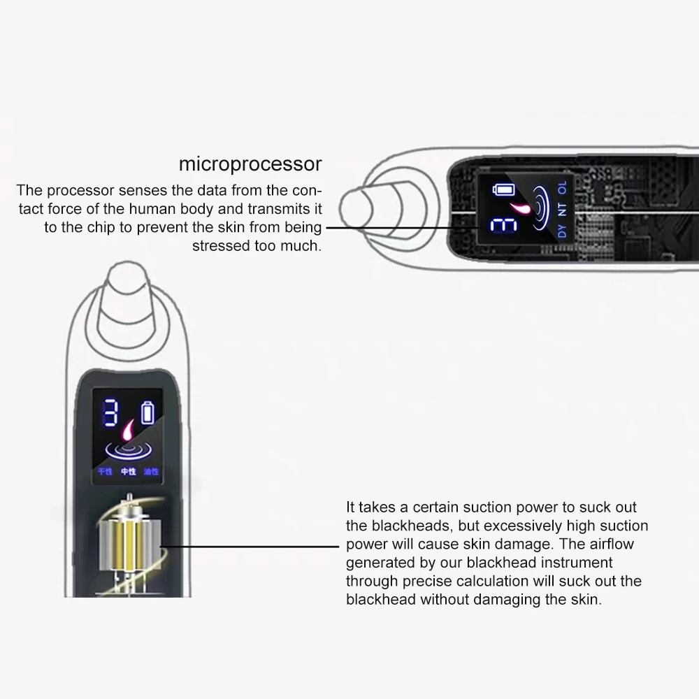 USB Įkrovimo Blackhead Valiklis Vakuuminis Veido, Nosies Spuogai Black Dot Spuogas Valymo Mašina Porų Valiklį, Odos Priežiūros Priemonės Su 6 Galvos