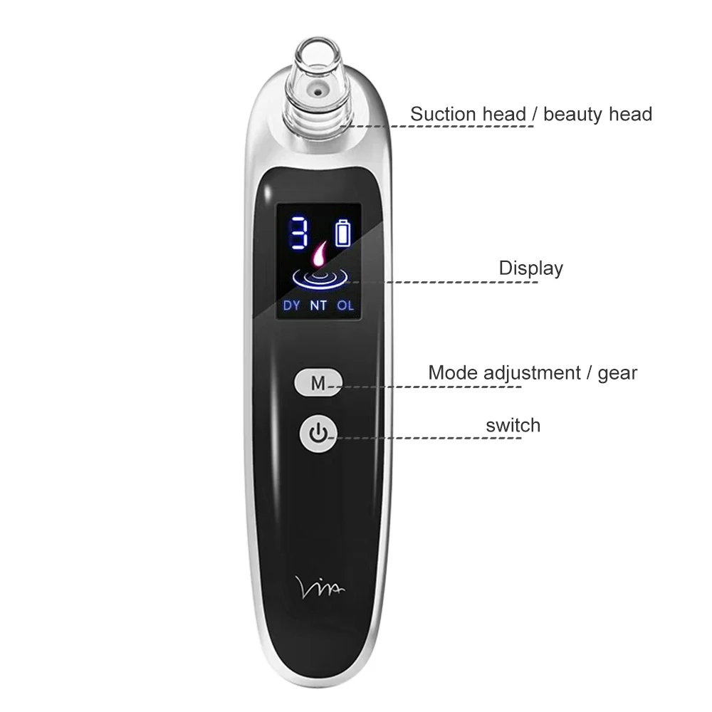 USB Įkrovimo Blackhead Valiklis Vakuuminis Veido, Nosies Spuogai Black Dot Spuogas Valymo Mašina Porų Valiklį, Odos Priežiūros Priemonės Su 6 Galvos