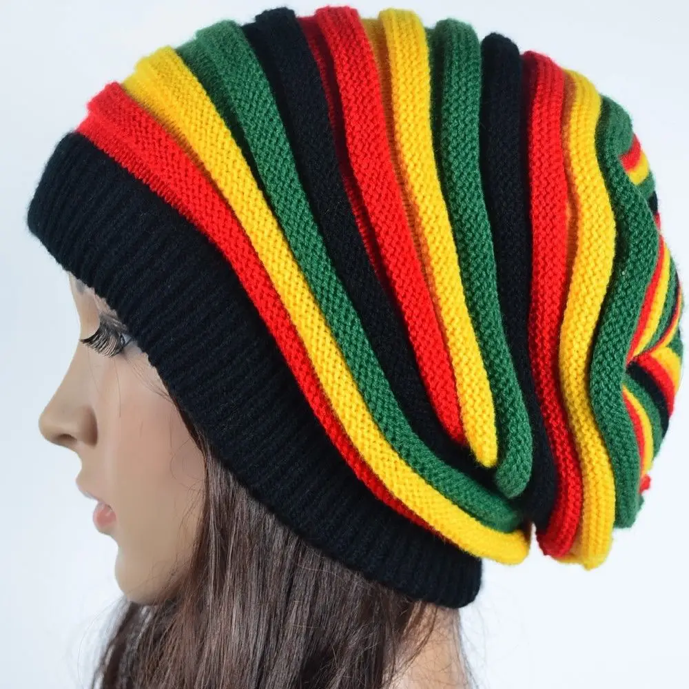 Nemokamas Pristatymas 2019 Žiemos Hip-Hop, Bob Marley Jamaikos Rasta Reggae Kelių spalvų Dryžuota Kepuraitė Skrybėlės Vyrai Moterys