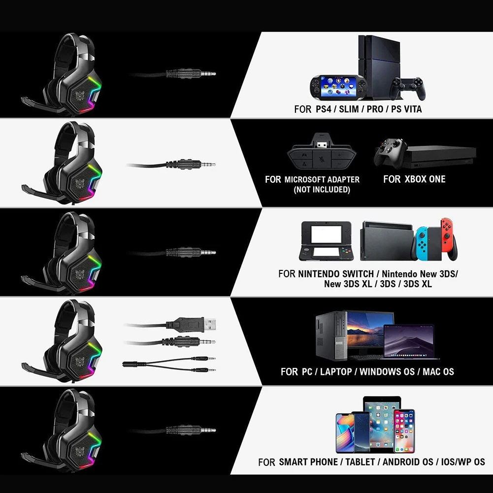 K10 PRO Laidinio Žaidimų Ausinės RGB Muzikos laisvų Rankų įranga su Mikrofonu