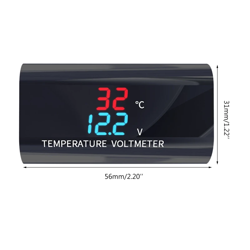Atsparus vandeniui DC 12V Voltmeter Termometras 0.28 colių Dual Display už Automobilį, Motociklą Dropshipping