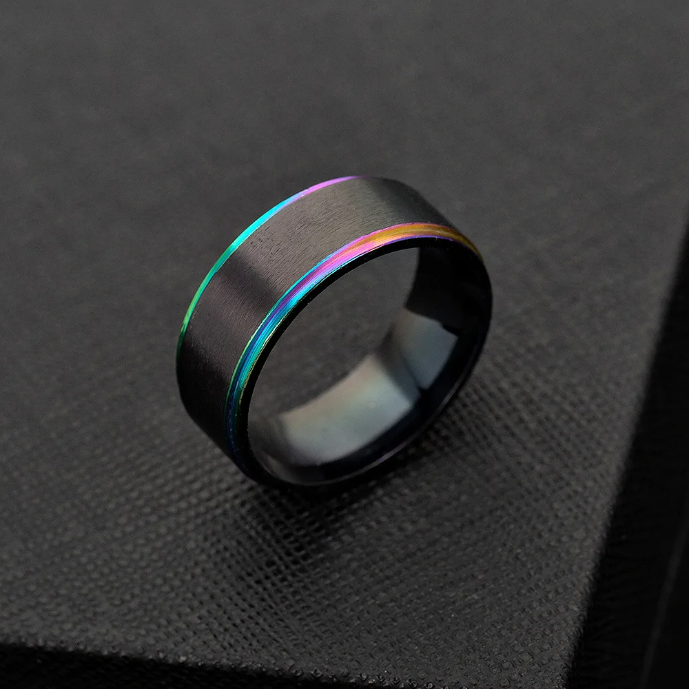2020 tendencija titano plieno žiedas vyrų aukštos klasės papuošalų spalvinga juodojo aukso lasha galvanizavimo žiedas papuošalai dovana
